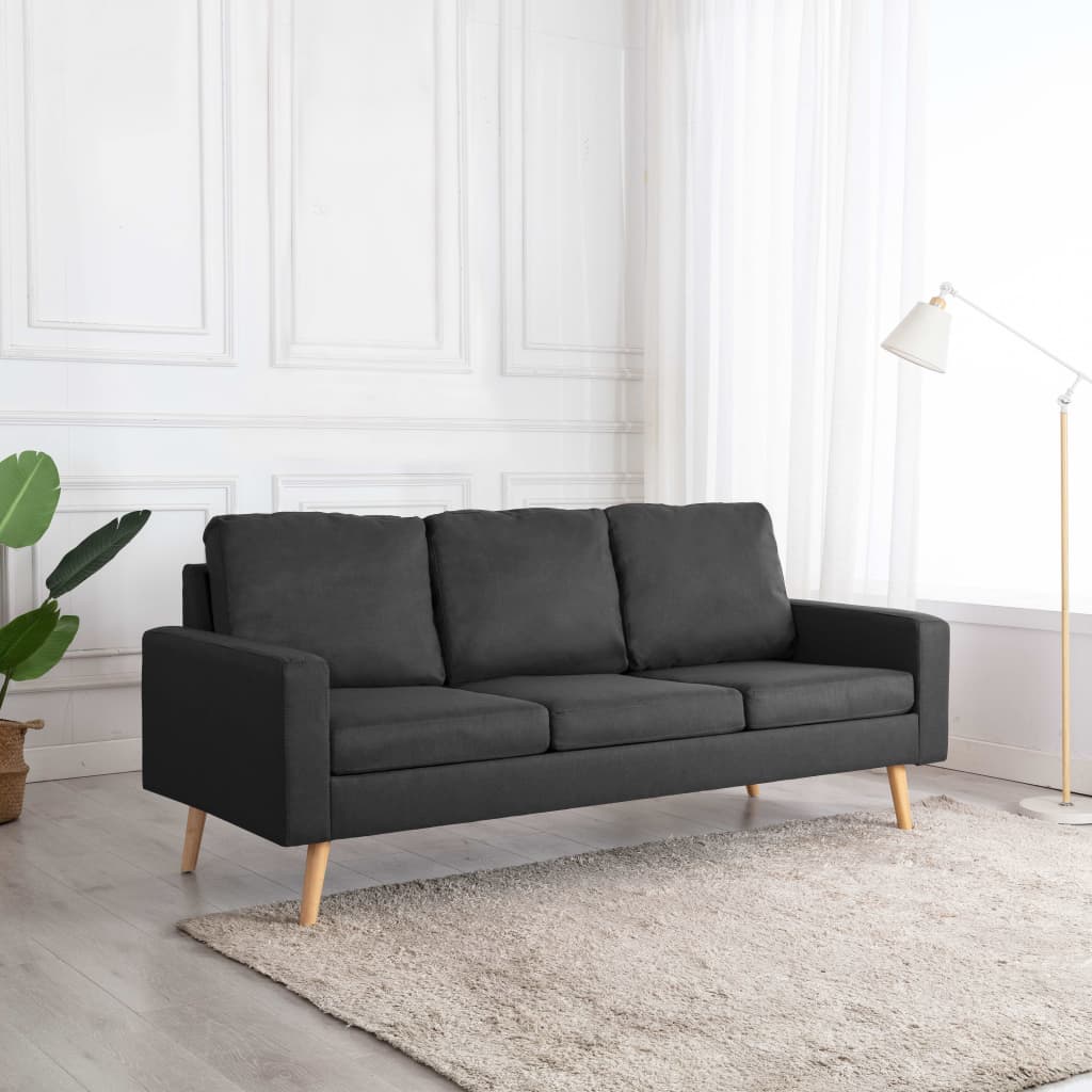 3-seater sofa dark grey fabric