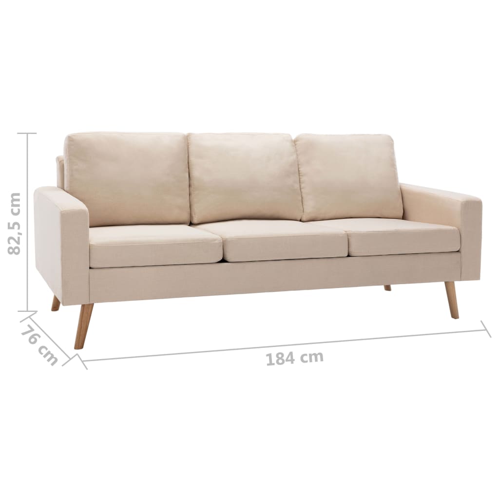 3-Sitzer-Sofa Creme Stoff