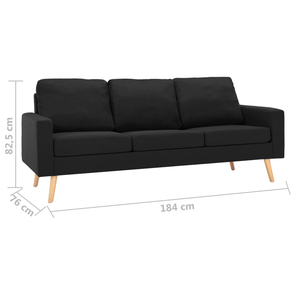 3-seater sofa black fabric