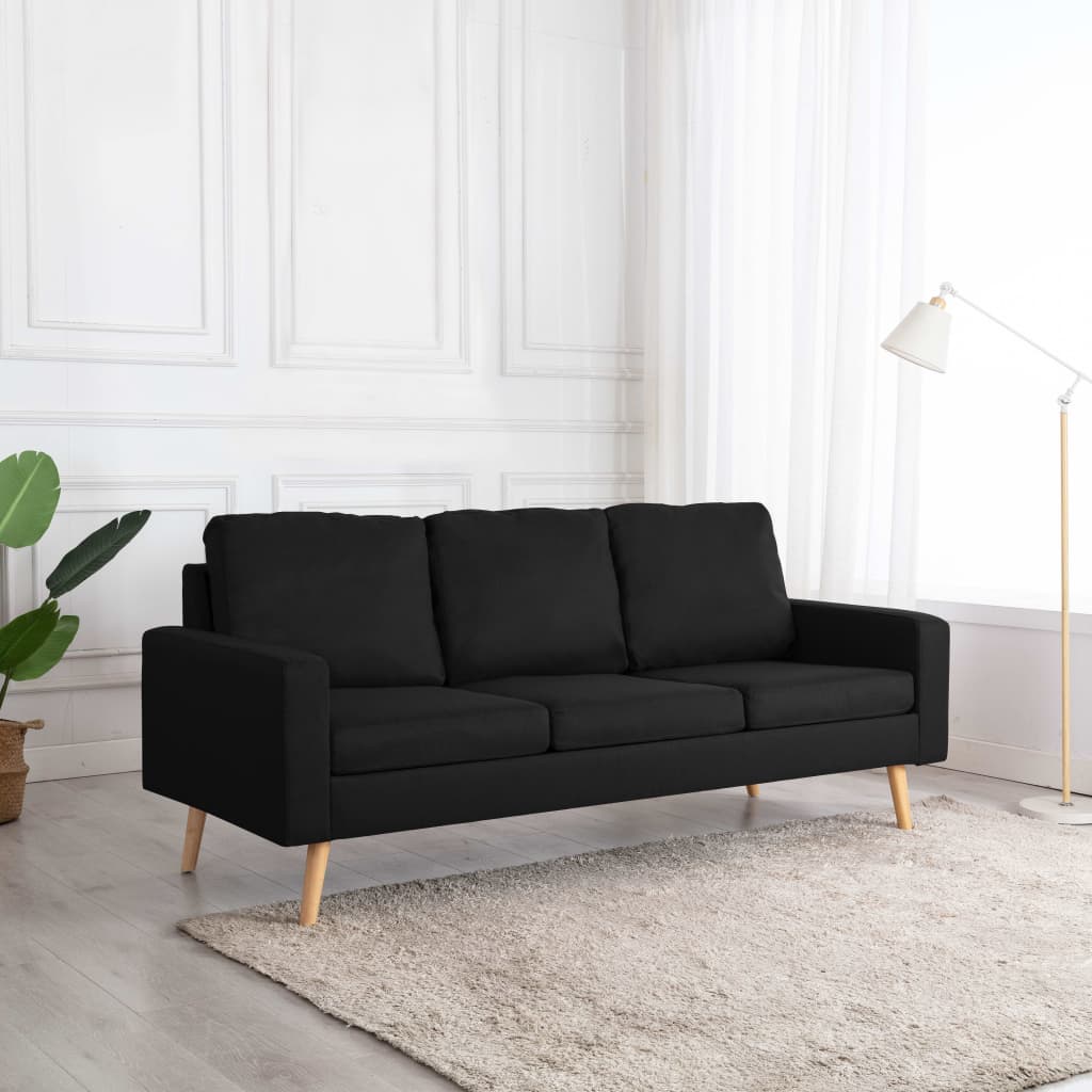 3-seater sofa black fabric