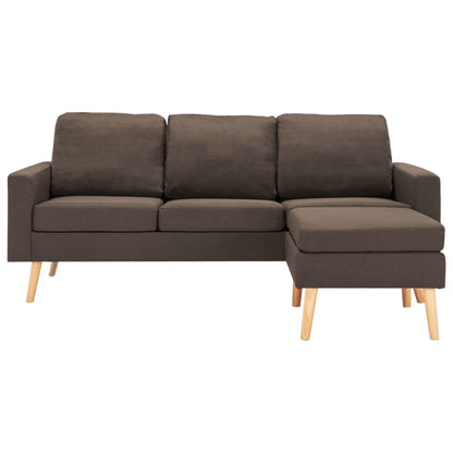 3-Sitzer-Sofa mit Hocker Braun Stoff