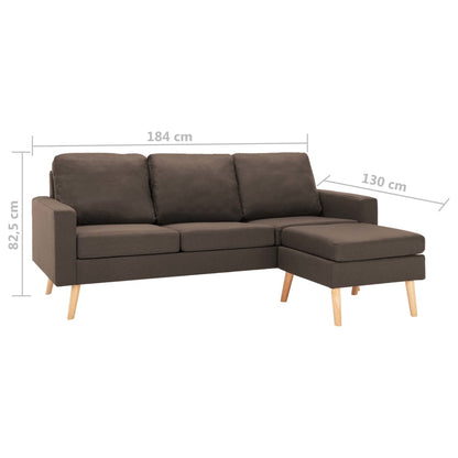 3-Sitzer-Sofa mit Hocker Braun Stoff