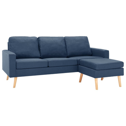 3-Sitzer-Sofa mit Hocker Blau Stoff