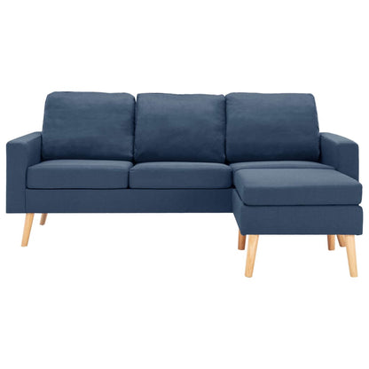 3-Sitzer-Sofa mit Hocker Blau Stoff