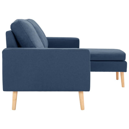 3-Sitzer-Sofa mit Hocker Blau Stoff