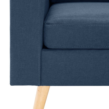 3-Sitzer-Sofa mit Hocker Blau Stoff