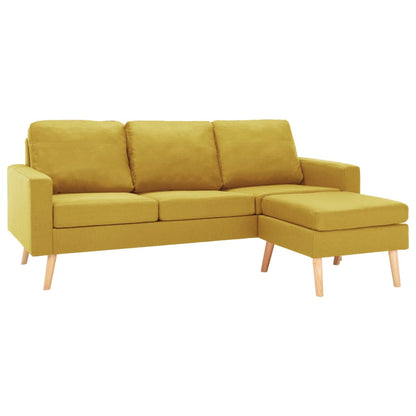 3-Sitzer-Sofa mit Hocker Gelb Stoff