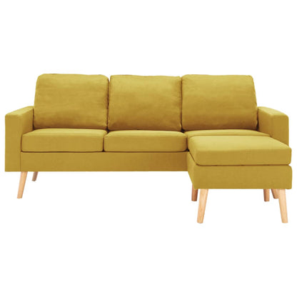 3-Sitzer-Sofa mit Hocker Gelb Stoff