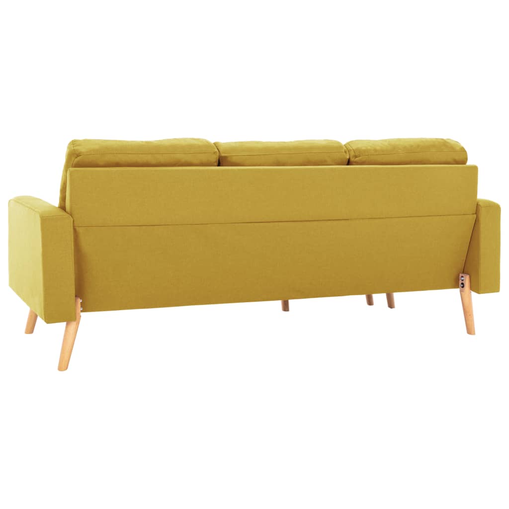 3-Sitzer-Sofa mit Hocker Gelb Stoff