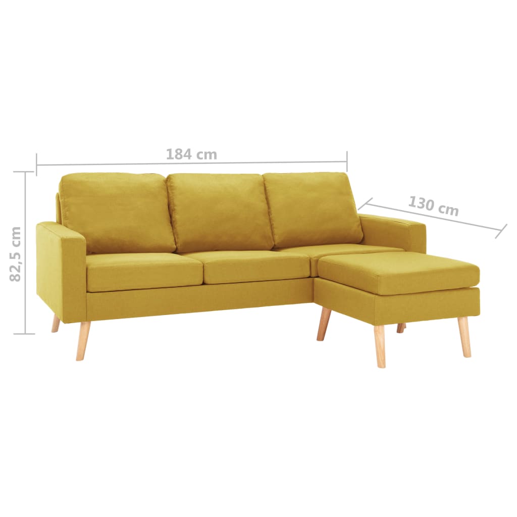 3-Sitzer-Sofa mit Hocker Gelb Stoff