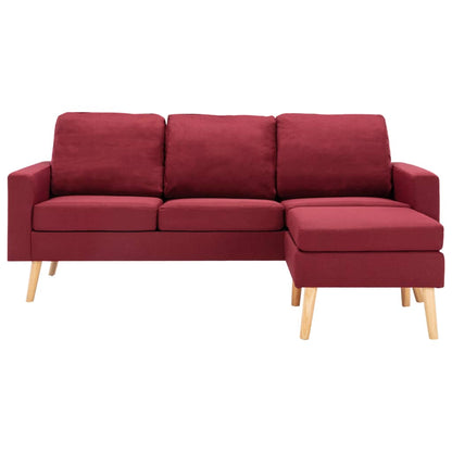 3-Sitzer-Sofa mit Hocker Weinrot Stoff