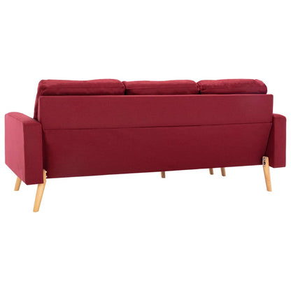 3-Sitzer-Sofa mit Hocker Weinrot Stoff