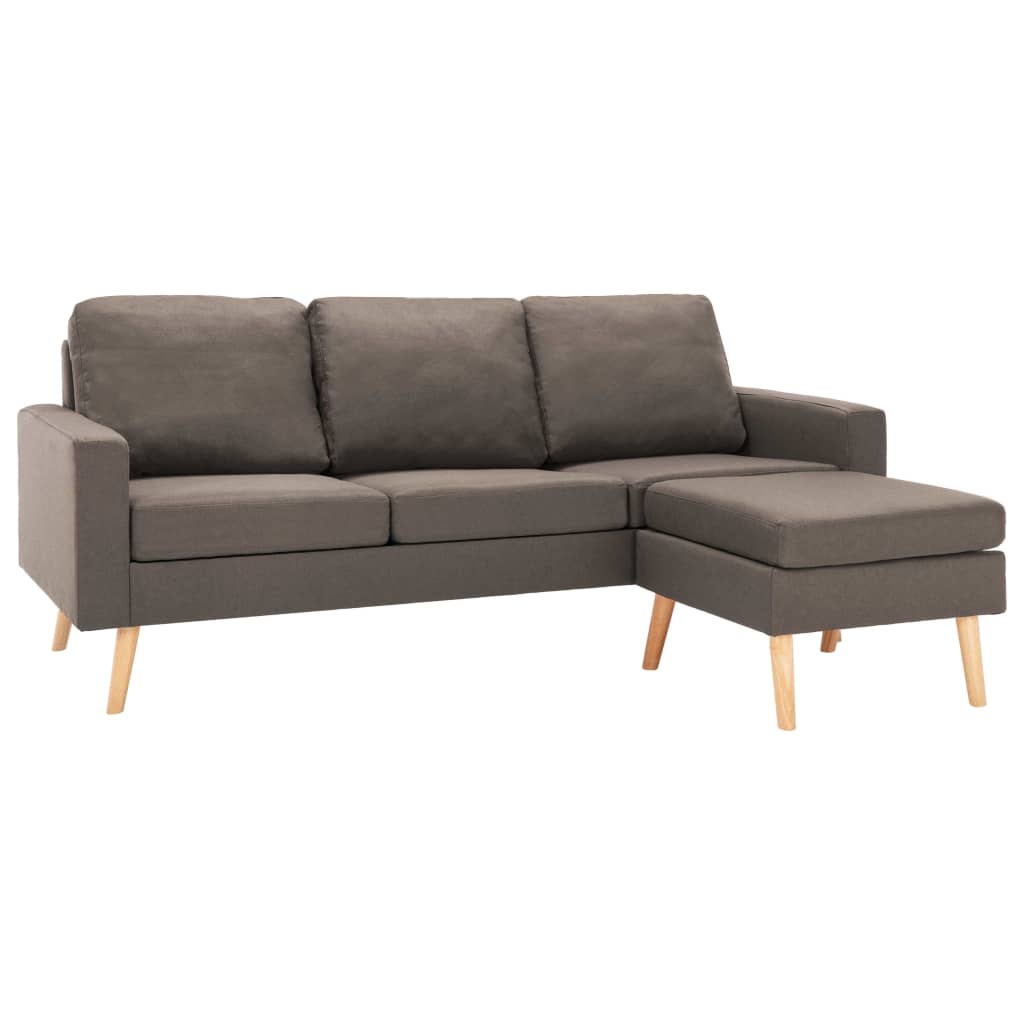 3-Sitzer-Sofa mit Hocker Taupe Stoff