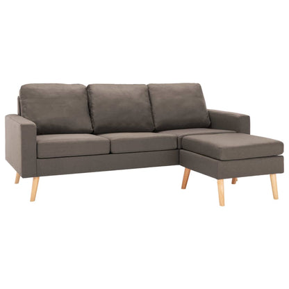 3-Sitzer-Sofa mit Hocker Taupe Stoff