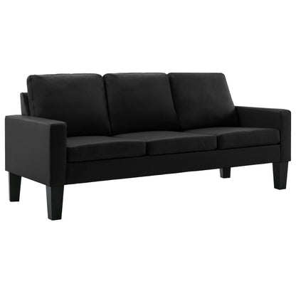 3-Sitzer-Sofa Schwarz Kunstleder