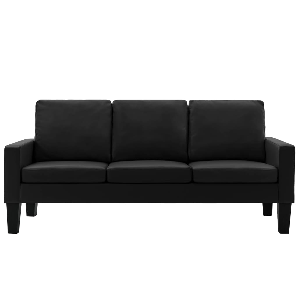 3-Sitzer-Sofa Schwarz Kunstleder