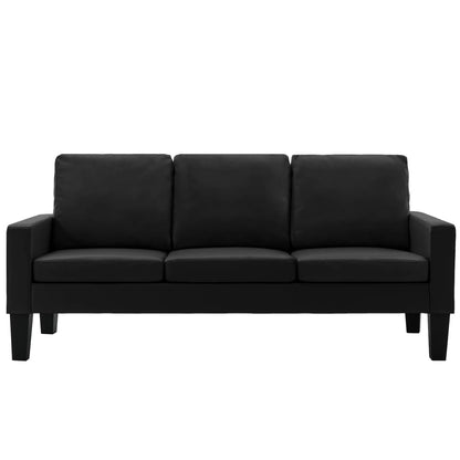 3-Sitzer-Sofa Schwarz Kunstleder