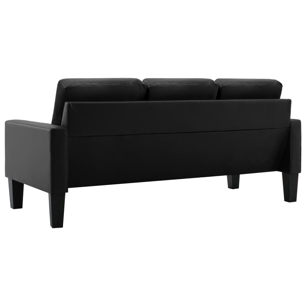 3-Sitzer-Sofa Schwarz Kunstleder