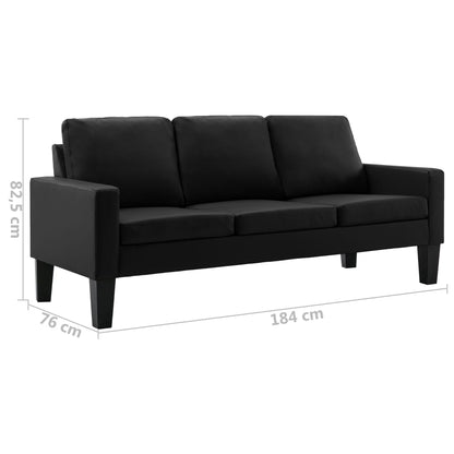 3-Sitzer-Sofa Schwarz Kunstleder