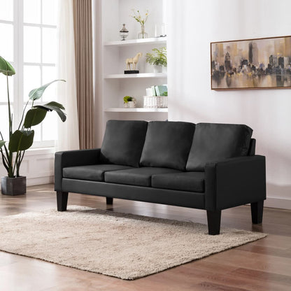 3-Sitzer-Sofa Schwarz Kunstleder