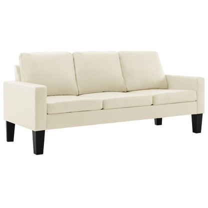 3-Sitzer-Sofa Creme Kunstleder