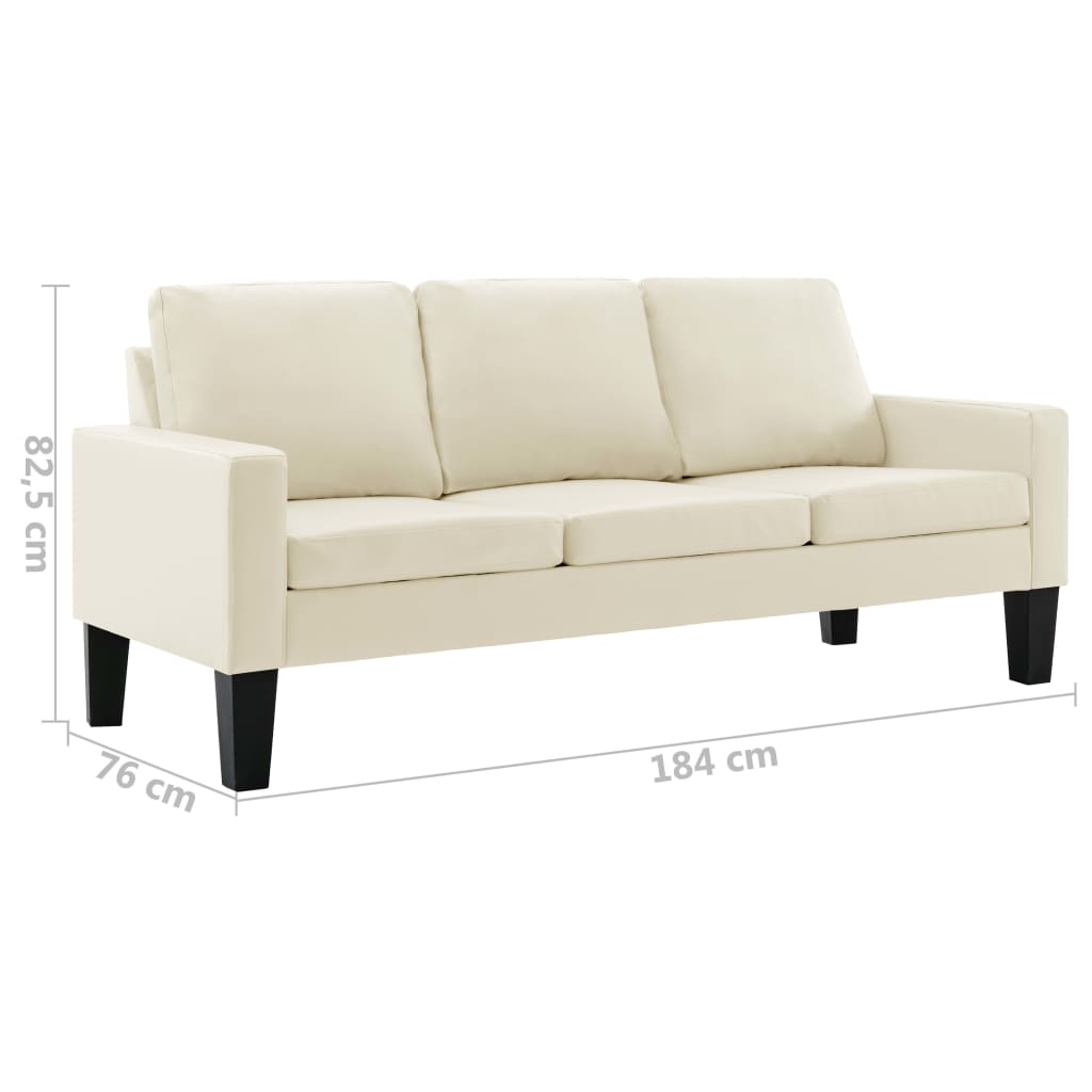 3-Sitzer-Sofa Creme Kunstleder