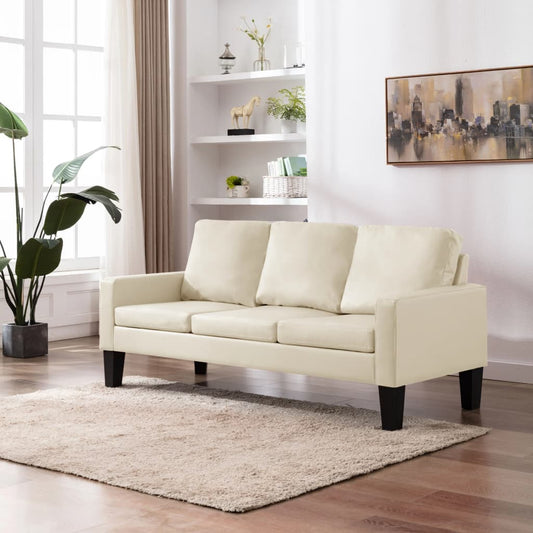 3-Sitzer-Sofa Creme Kunstleder