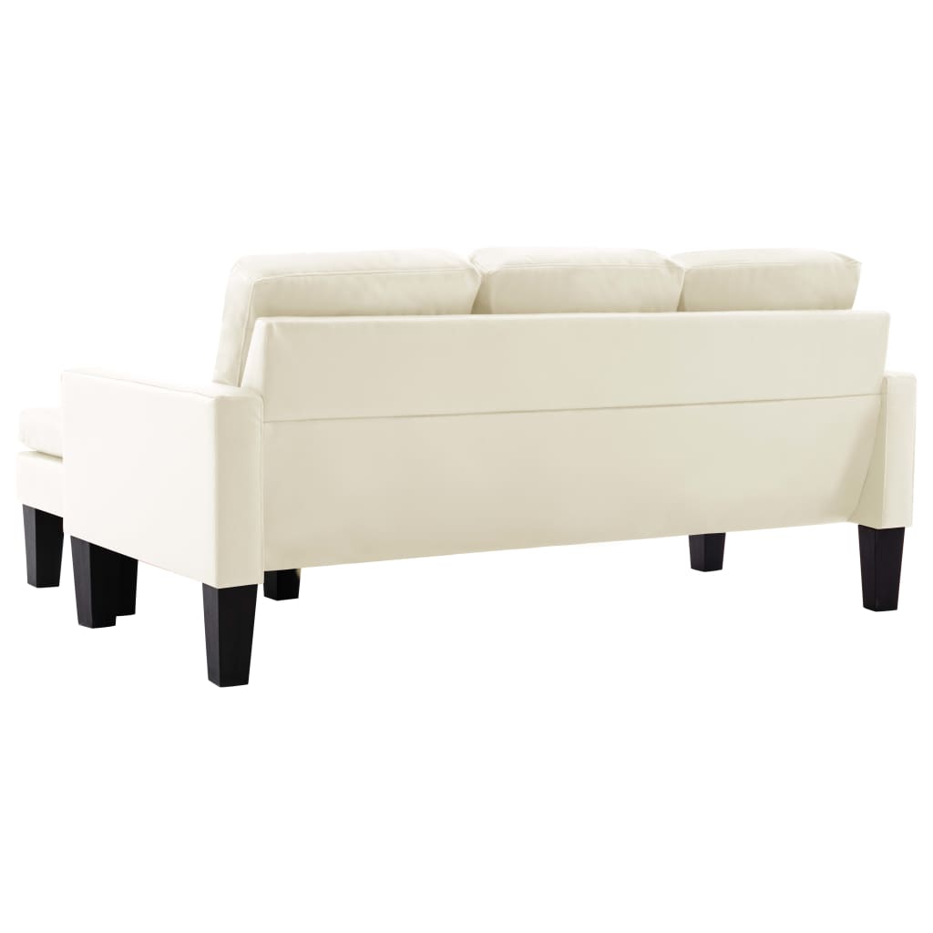 3-Sitzer-Sofa mit Hocker Creme Kunstleder