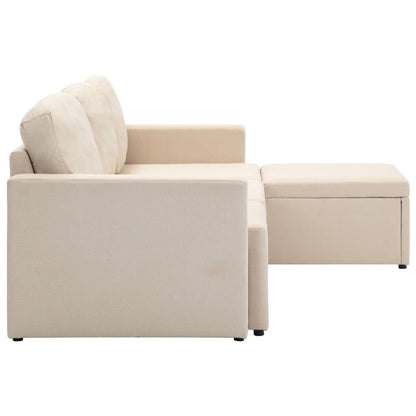 Modulares 3-Sitzer-Schlafsofa Creme Stoff