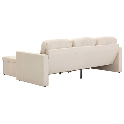 Modulares 3-Sitzer-Schlafsofa Creme Stoff