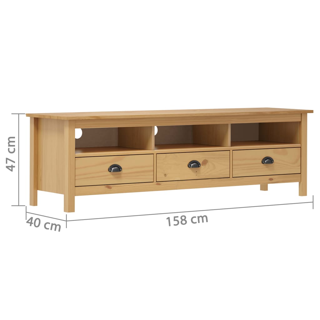 TV-Schrank Hill Honigbraun 158x40x47 cm Massivholz Kiefer