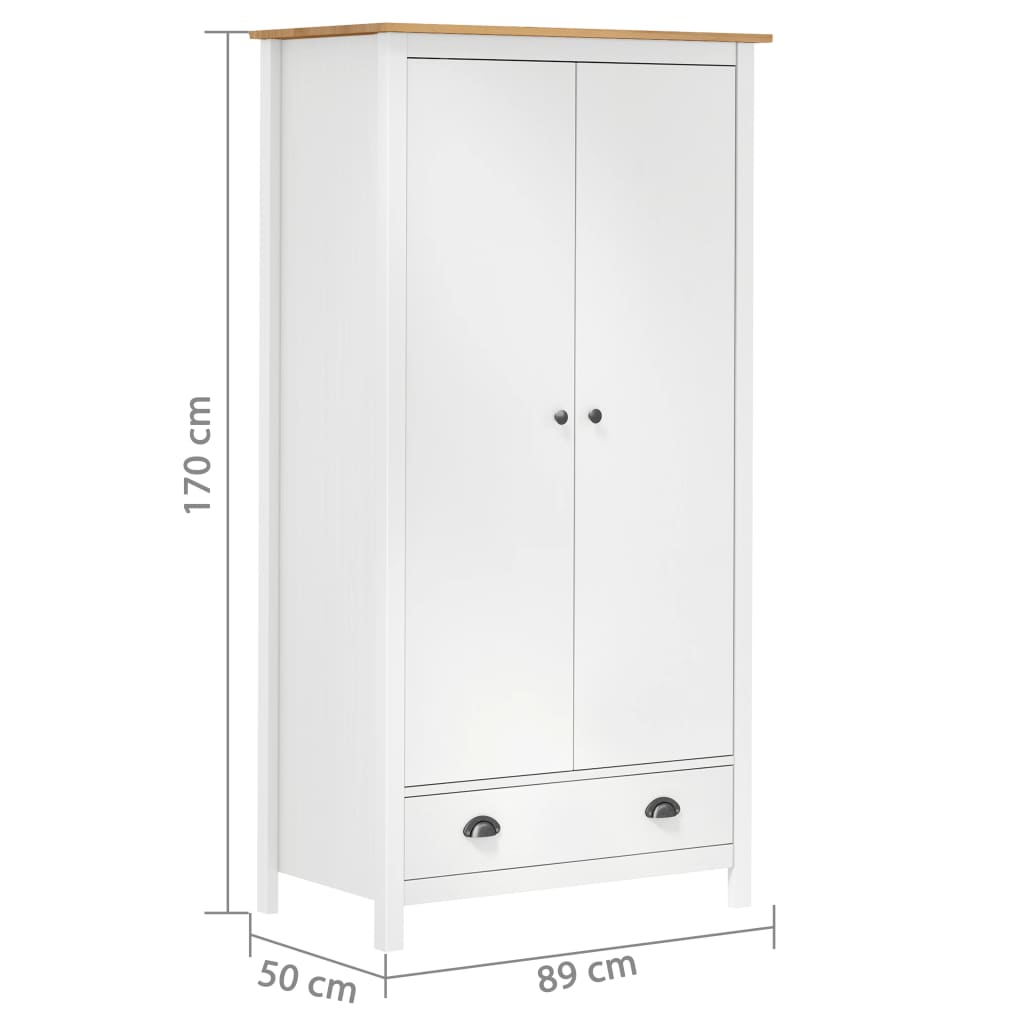 Kleiderschrank mit 2 Türen Hill Weiß 89x50x170 cm Kiefernholz