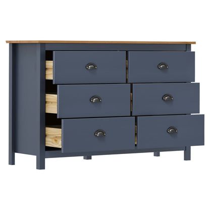 Sideboard Hill Grau 125x40x80 cm Massivholz Kiefer