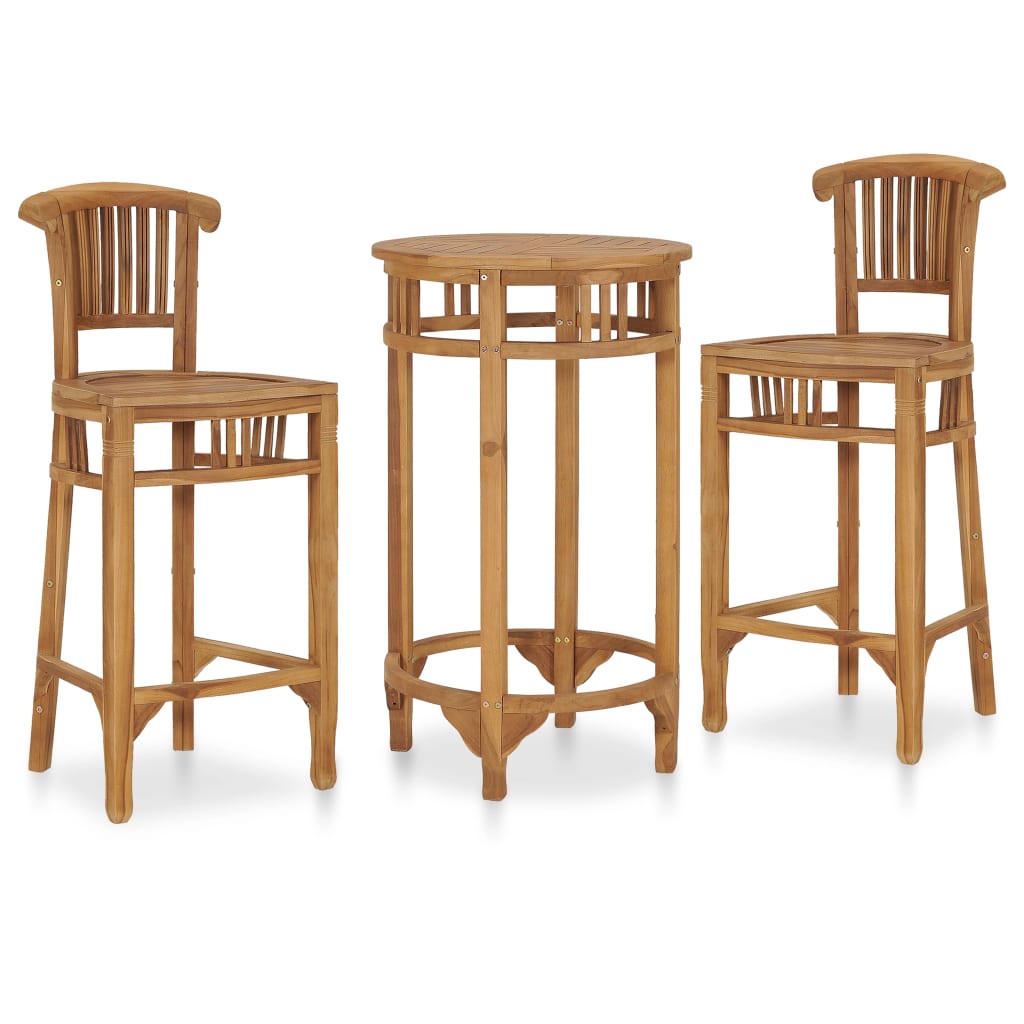 3-tlg. Gartenbar-Set Teak Massivholz