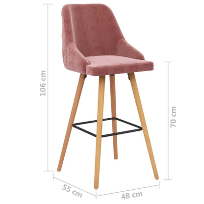 Barhocker 2 Stk. Rosa Samt