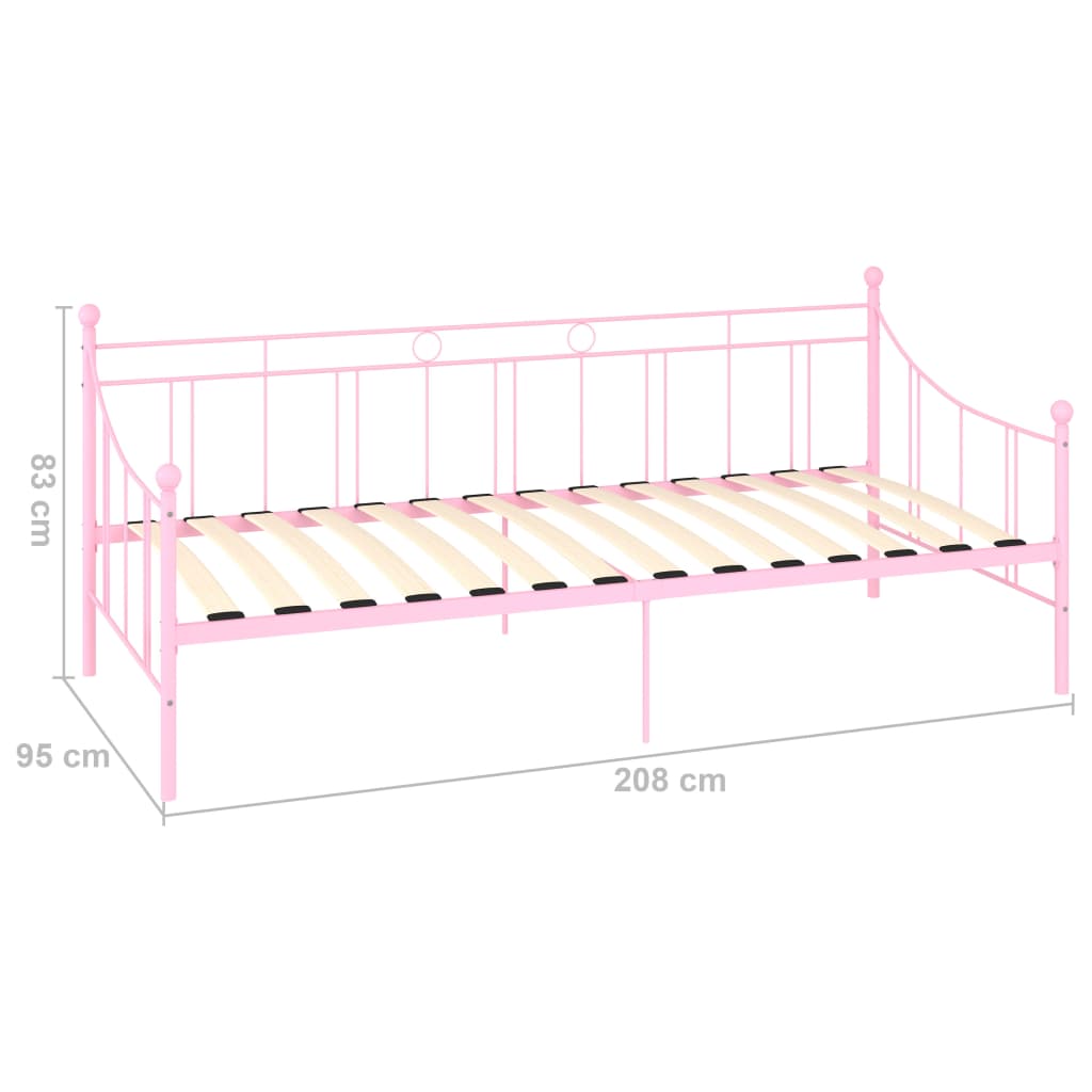 Tagesbett-Rahmen Rosa Metall 90×200 cm