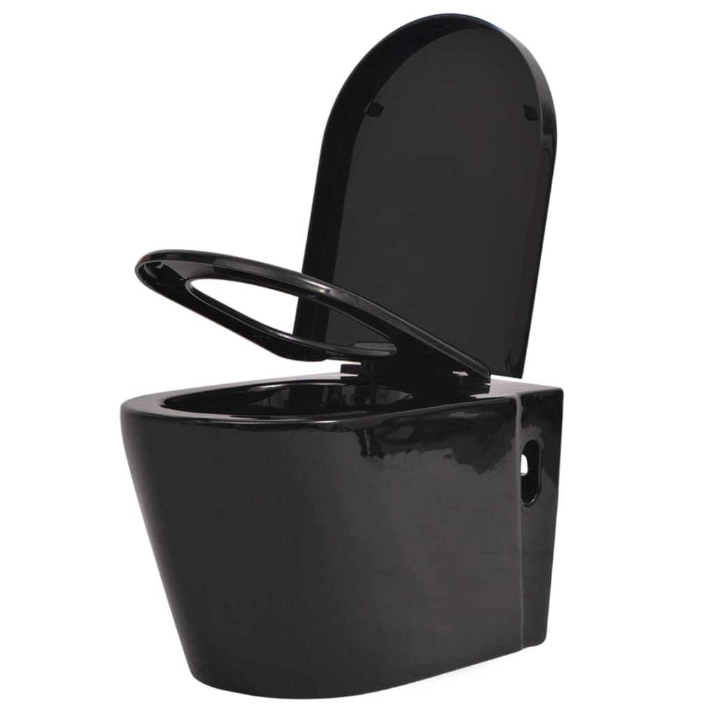 Wall-hung toilet with concealed cistern ceramic black