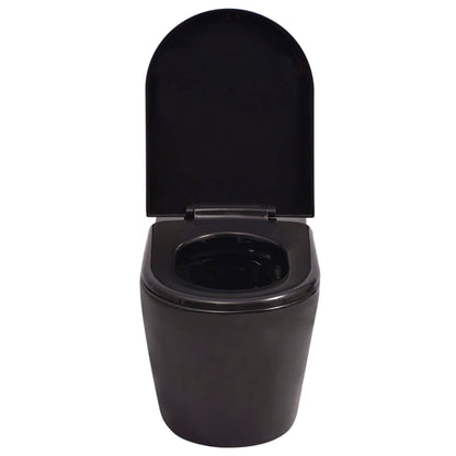 Wall-hung toilet with concealed cistern ceramic black