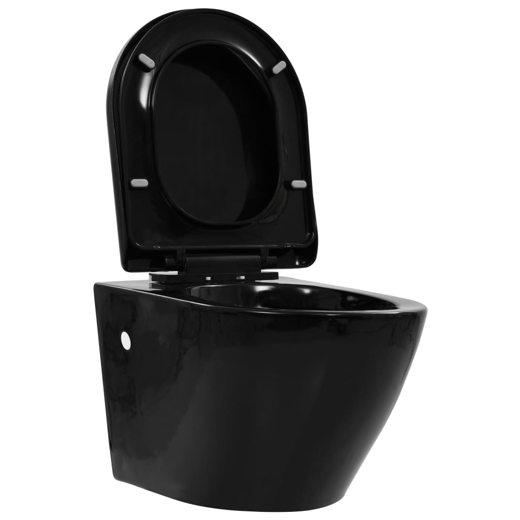 Wall-hung toilet with concealed cistern ceramic black