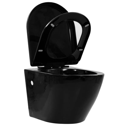 Wall-hung toilet with concealed cistern ceramic black