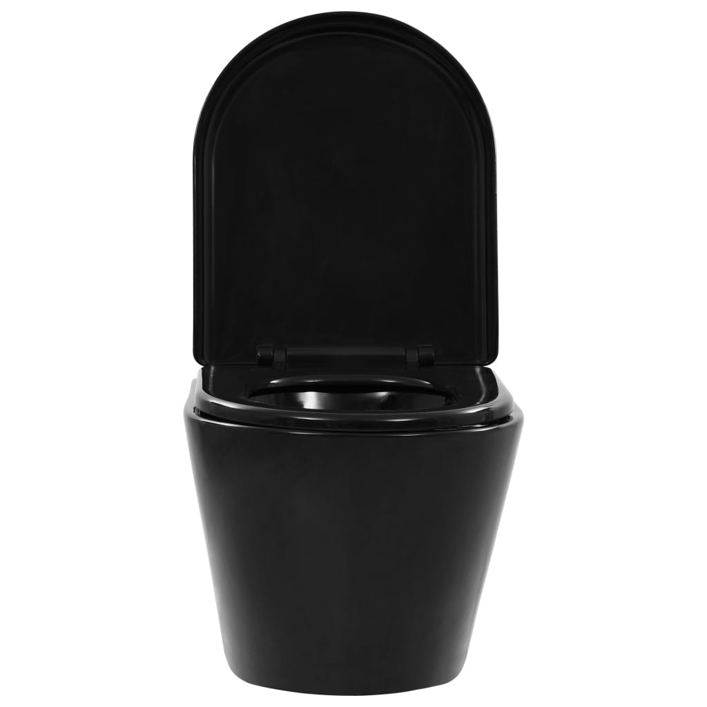 Wall-hung toilet with concealed cistern ceramic black