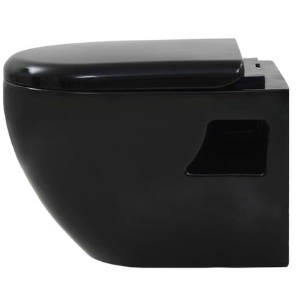 Wall-hung toilet with concealed cistern ceramic black