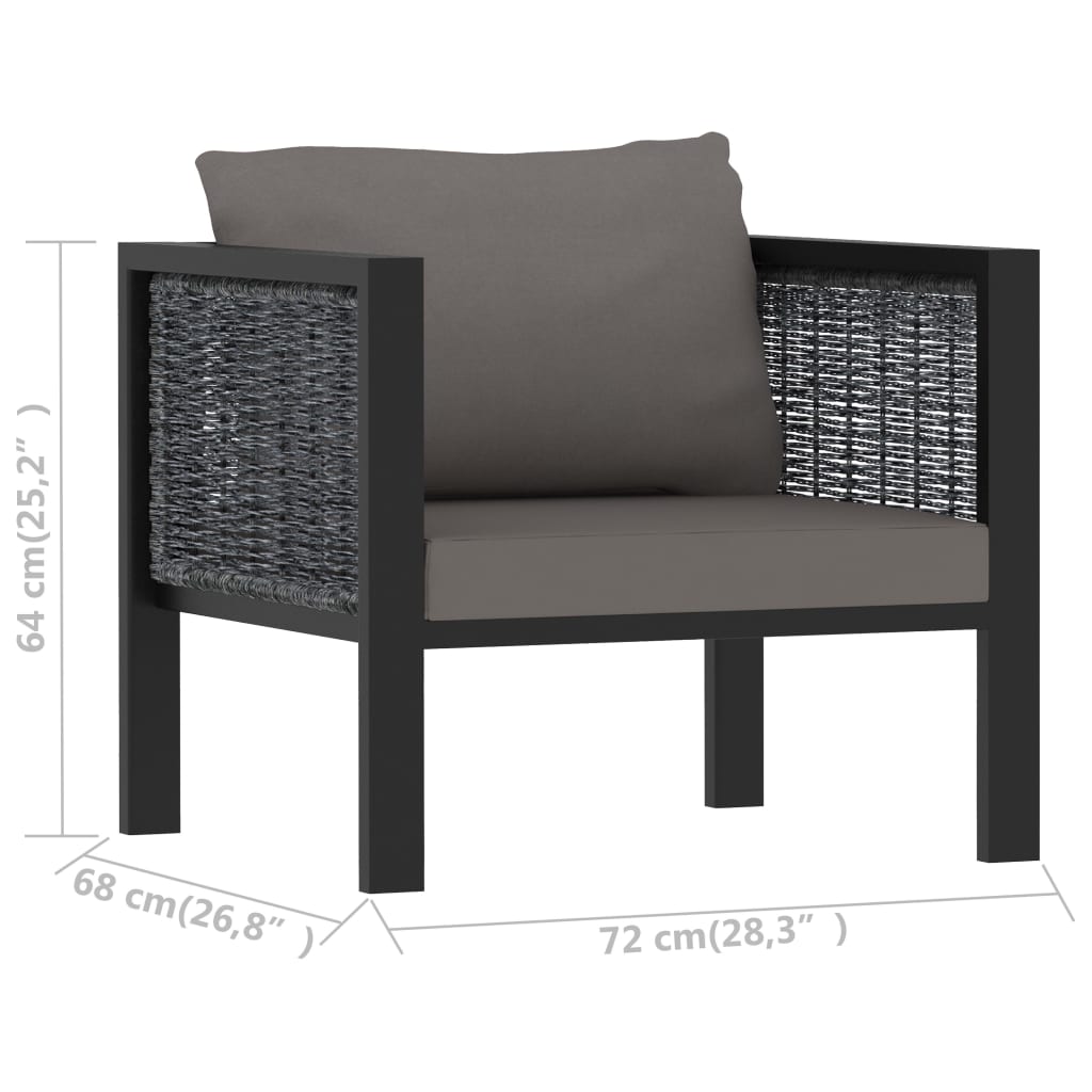 Sofa-Element mit Kissen Poly Rattan Anthrazit