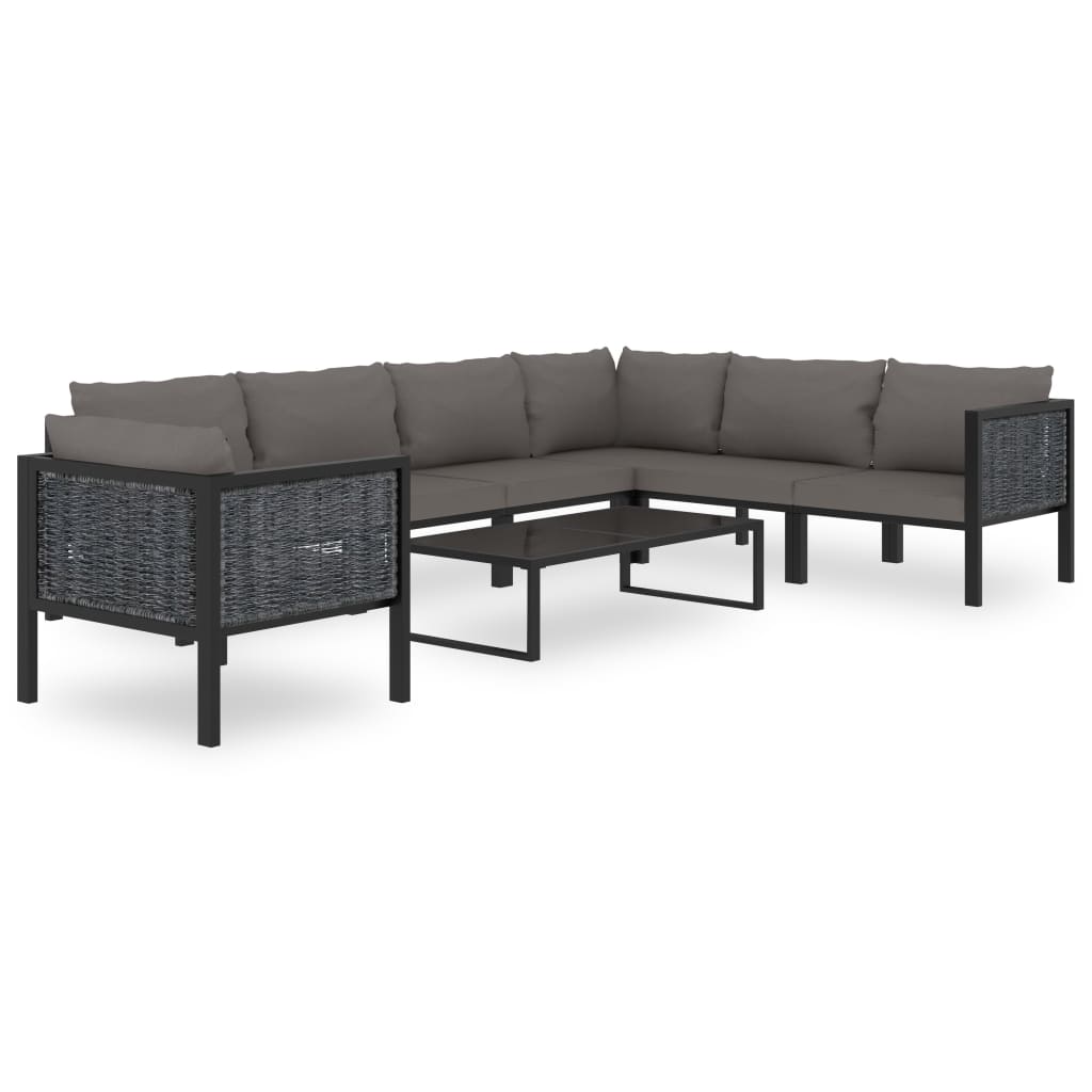 Sofa-Eckelement mit Rechter Armlehne Poly Rattan Anthrazit