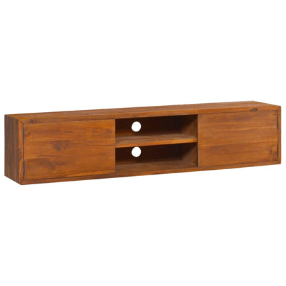 Wall TV cabinet 135x30x30 cm solid teak wood