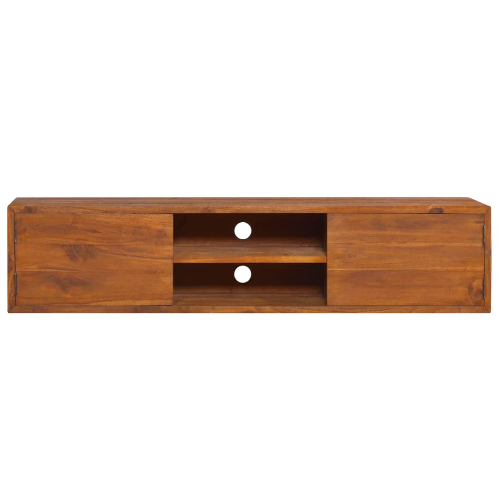 Wall TV cabinet 135x30x30 cm solid teak wood