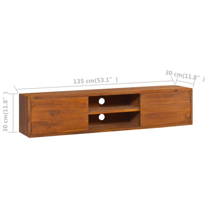 Wall TV cabinet 135x30x30 cm solid teak wood