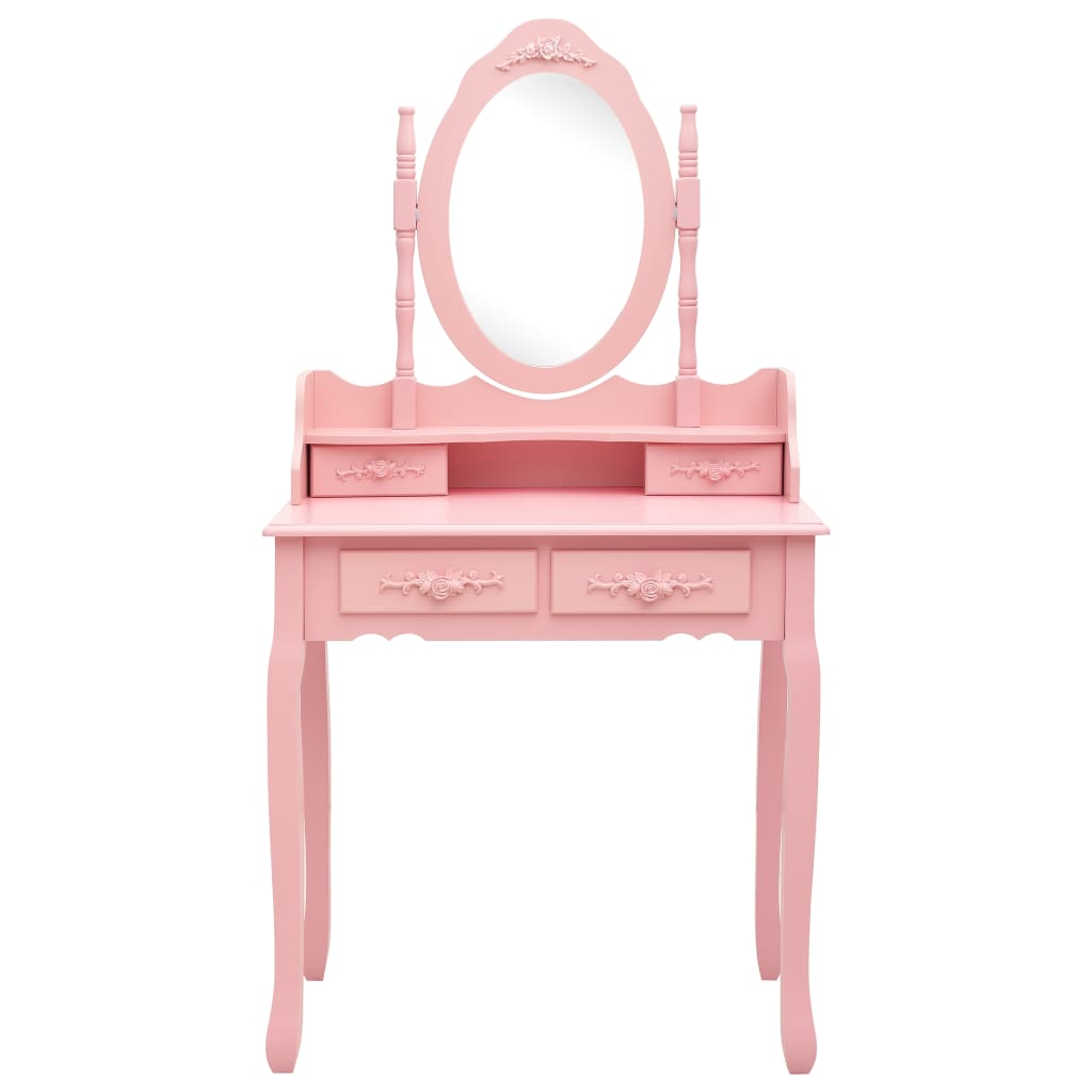 Dressing table set with stool pink 75x69x140 cm Paulownia wood