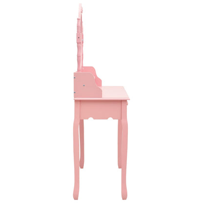 Dressing table set with stool pink 75x69x140 cm Paulownia wood