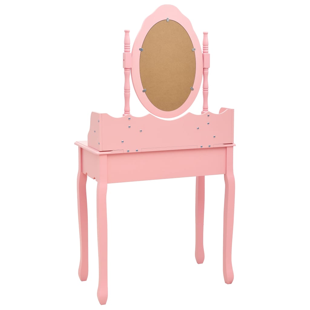 Dressing table set with stool pink 75x69x140 cm Paulownia wood